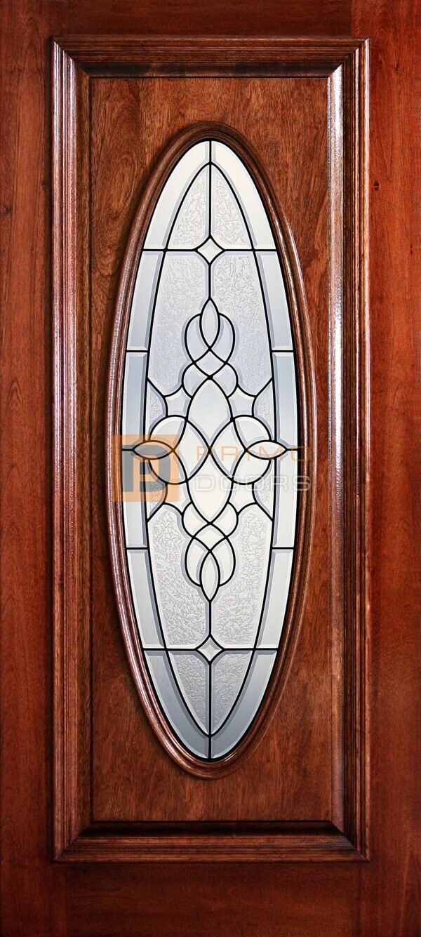 6' 8" Full Oval Lite Decorative Glass Mahogany Wood Door - PD 3068-FO COMA