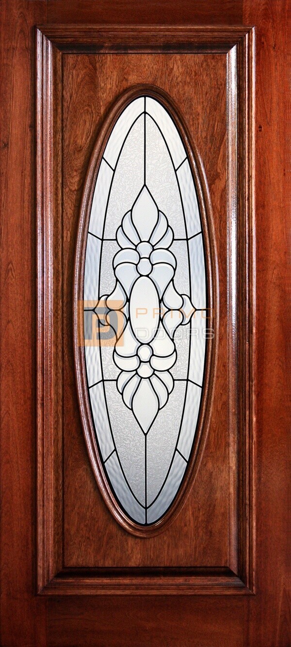 6' 8" Full Oval Lite Decorative Glass Mahogany Wood Door - PD 3068-FO MEDI