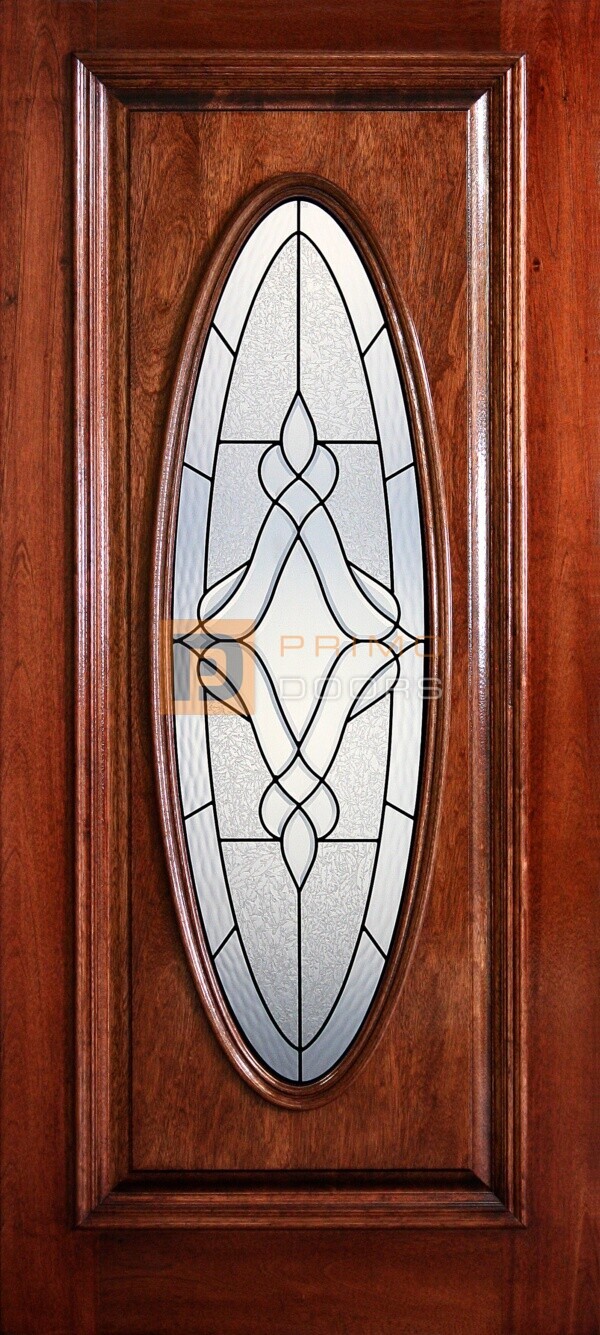 6' 8" Full Oval Lite Decorative Glass Mahogany Wood Door - PD 3068-FO TRIN