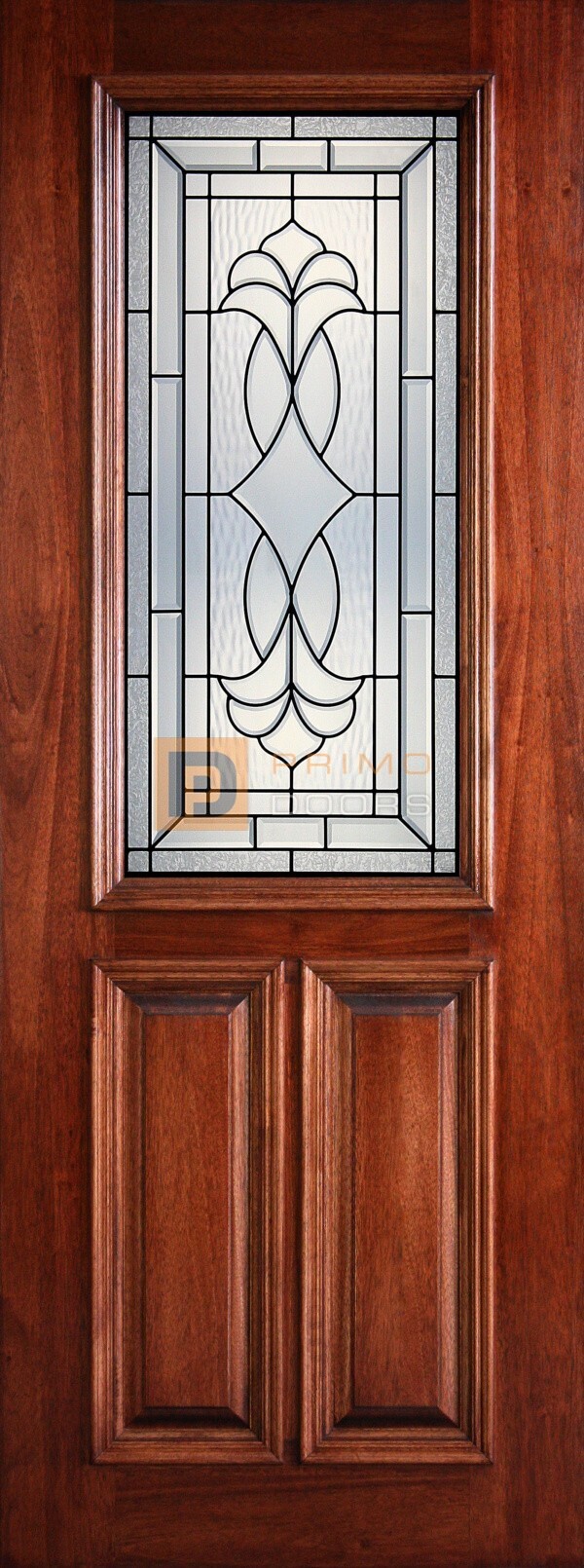 8' 2/3 Lite Decorative Glass Mahogany Front Door - PD 3080-12 CROC