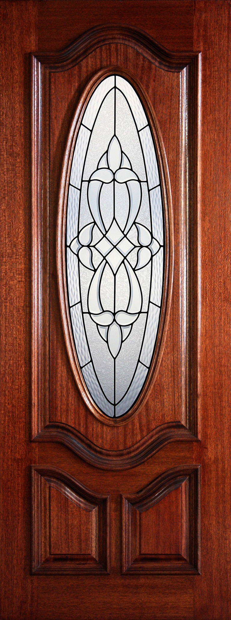 8' 1/2 Oval Lite Decorative Glass Mahogany Wood Door PD 308012OD