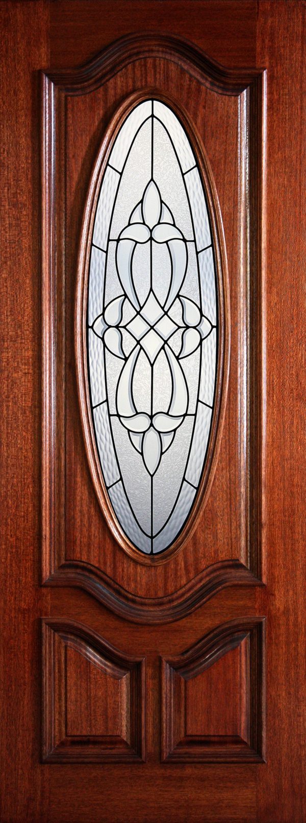 6' 8" 1/2 Oval Lite Decorative Glass Mahogany Wood Door - PD 3080-12OD BLAN