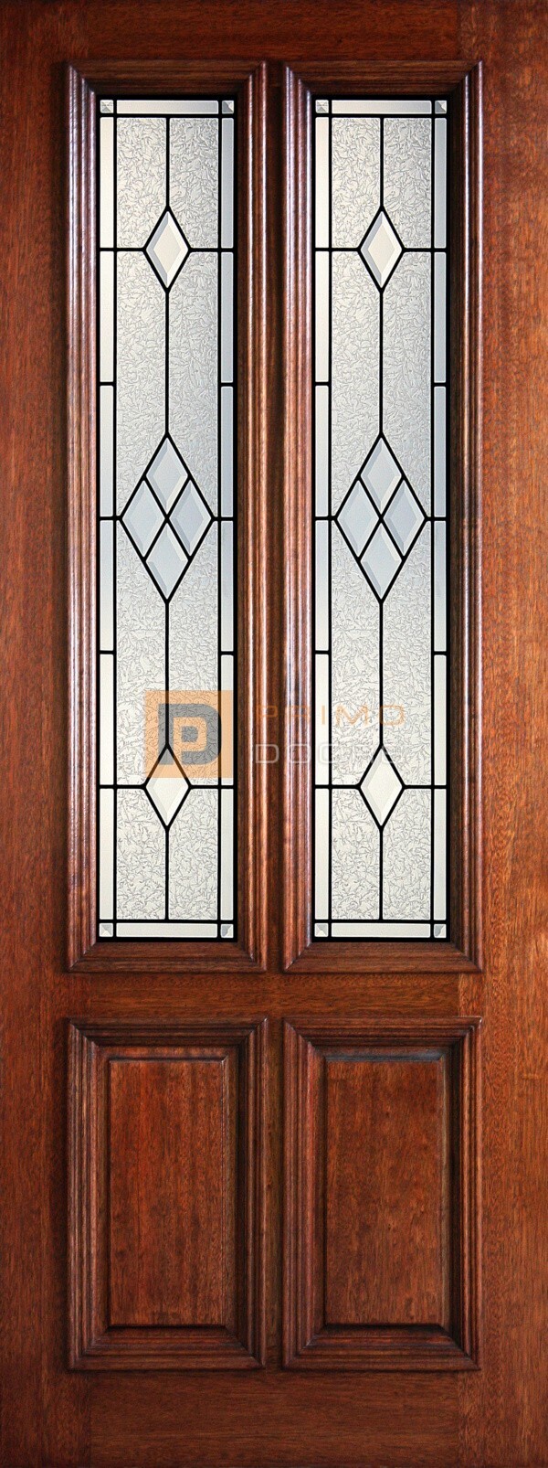 8′ 2/3 Twin Lite Decorative Glass with Iron Grill - Mahogany Single Front Door – PD 3080-23TL AUST