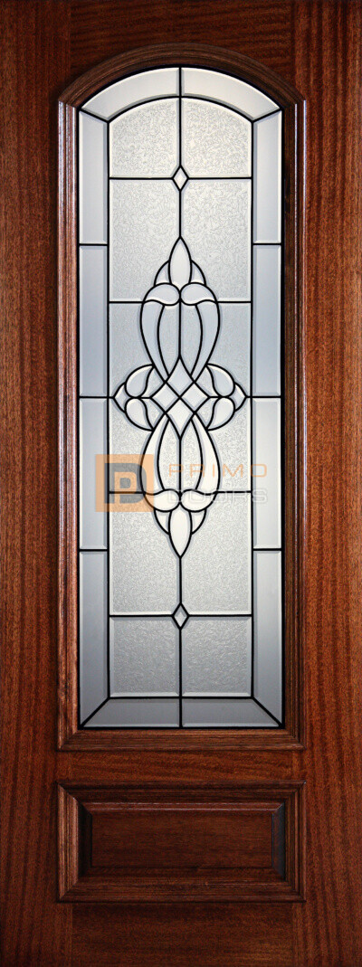 8′ 3/4 Arch Lite Decorative Glass - Mahogany Single Front Door – PD 3080-34A BLAN