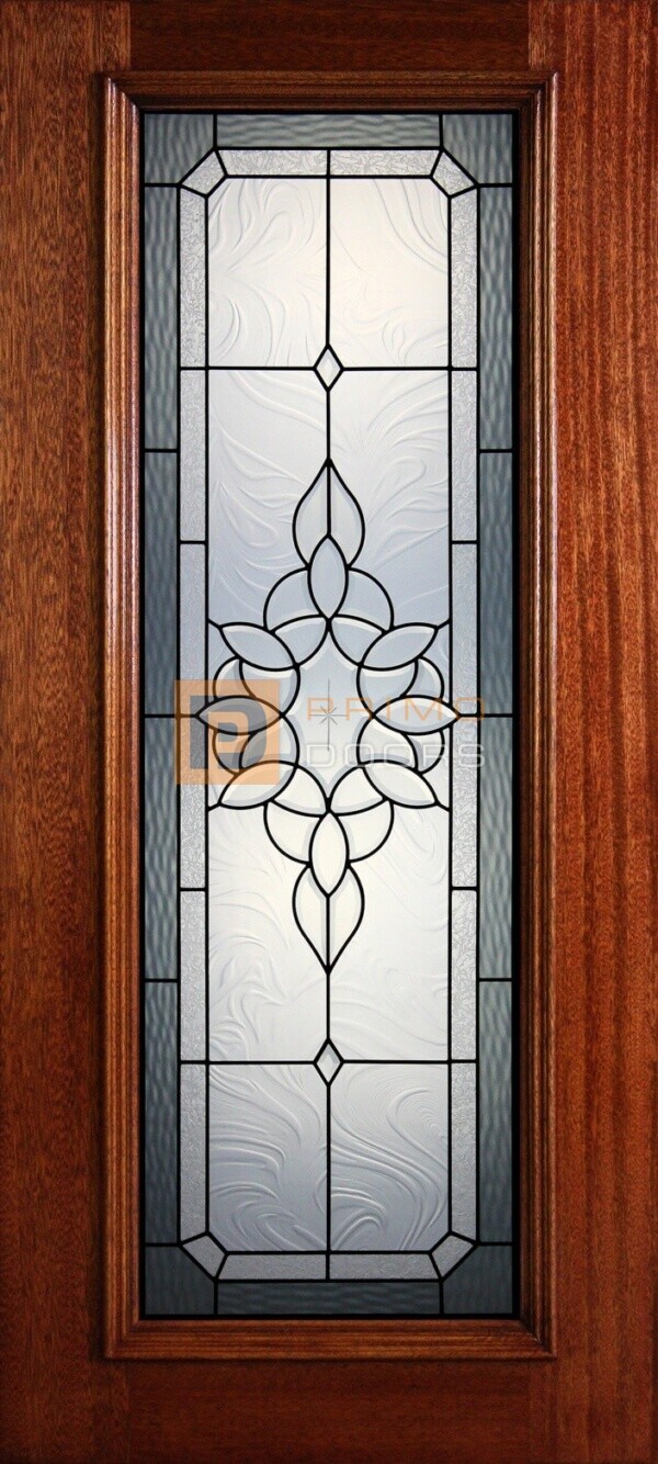 6' 8" Full Lite Decorative Glass Mahogany Wood Front Door - PD 31 CBGCBAGW