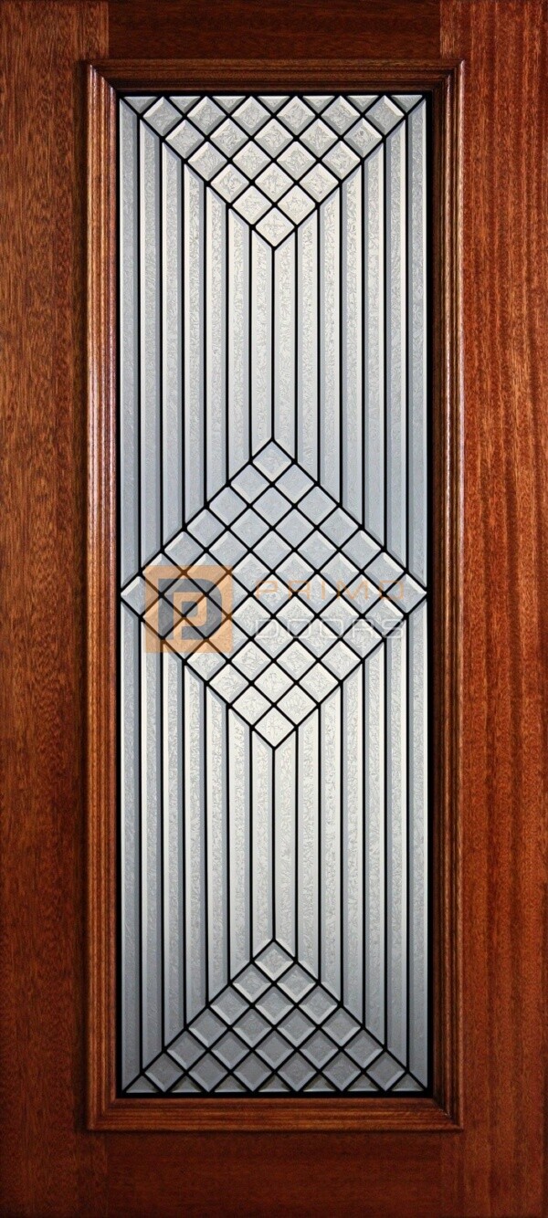 6' 8" Full Lite Decorative Glass Mahogany Wood Front Door - PD 317L GCB