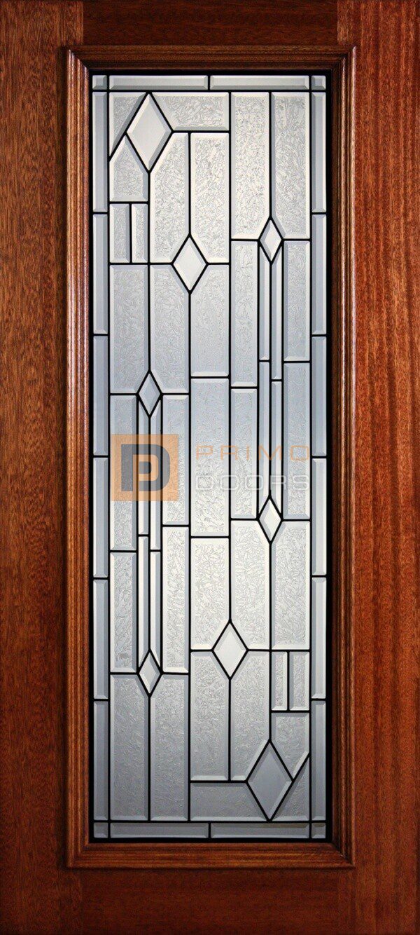 6' 8" Full Lite Decorative Glass Mahogany Wood Front Door - PD 33 CBGCB