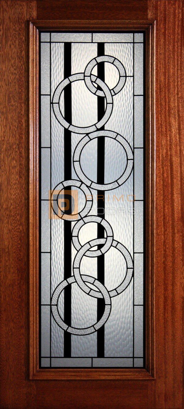 6' 8" Full Lite Decorative Glass Mahogany Wood Front Door - PD 34 GCCWGBL
