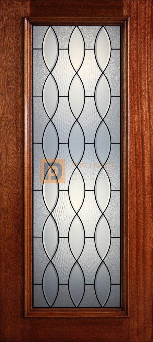 6' 8" Full Lite Decorative Glass Mahogany Wood Front Door - PD 35 CBGCCW