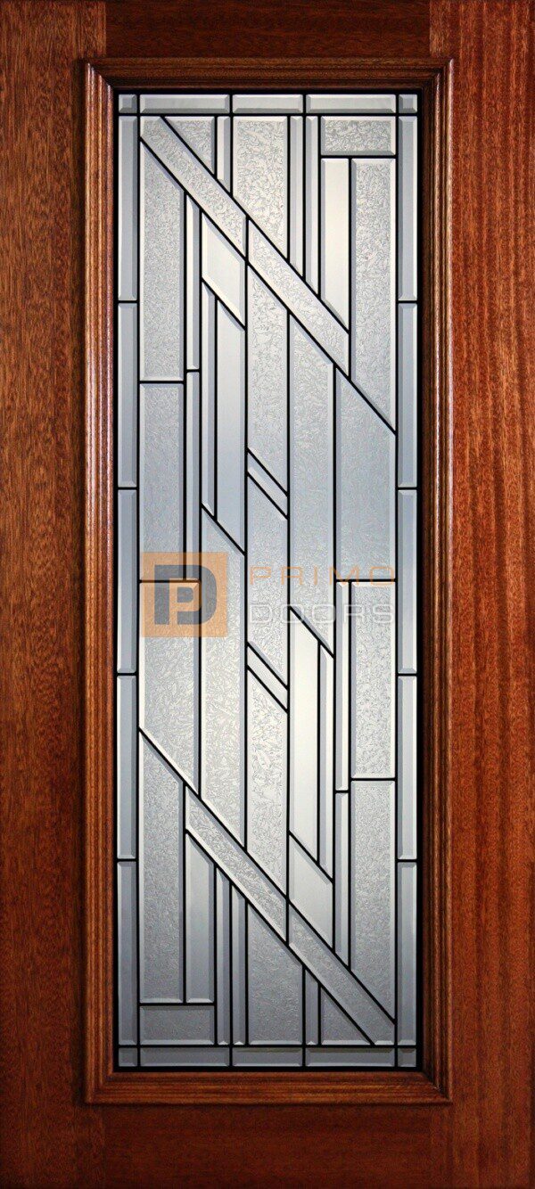 6' 8" Full Lite Decorative Glass Mahogany Wood Front Door - PD 36 CBGCB