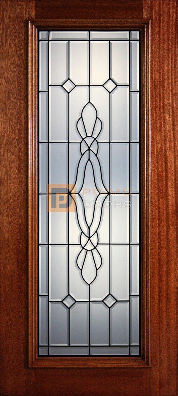 6' 8" Full Lite Decorative Glass Mahogany Wood Front Door - PD 6 CB