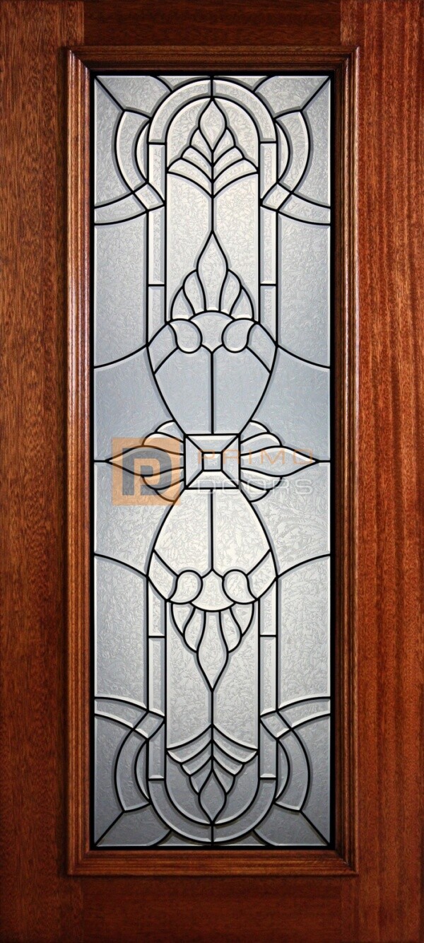 6' 8" Full Lite Decorative Glass Mahogany Wood Front Door - PD 902L GCB